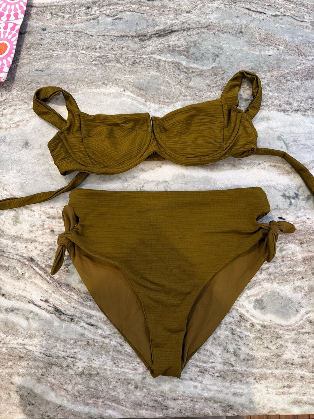 l*space Olive Green Ribbed Underwire Bikini Set